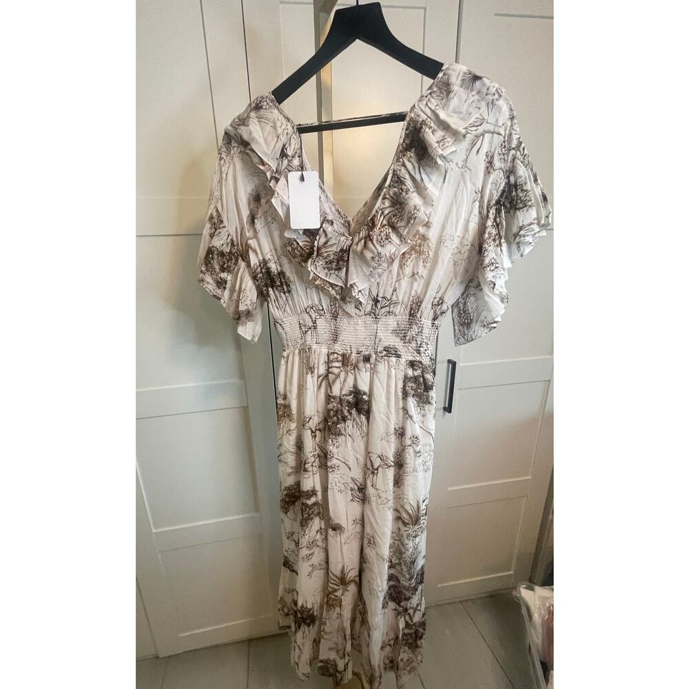 Sandro Paris Safari Toile Ruffle Midi Dress - Picture 6 of 11